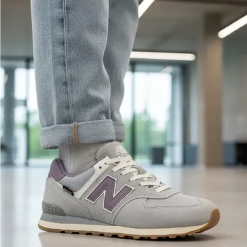 NEW BALANCE UNISEX U574YGD Rain Cloud Grey GREY & PURPLE SIZE 11.5 NEW - Picture 3 of 16